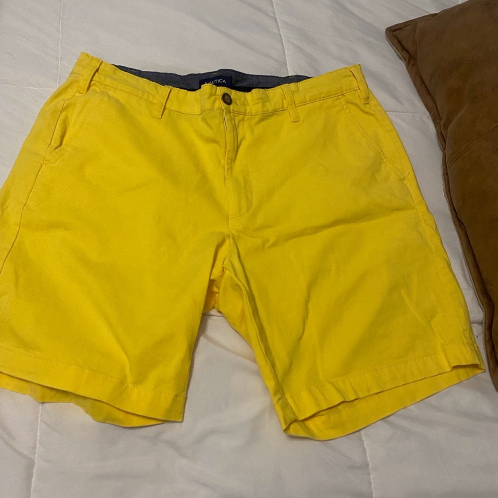 Nautica Men's Vibrant Yellow Flat Front Shorts